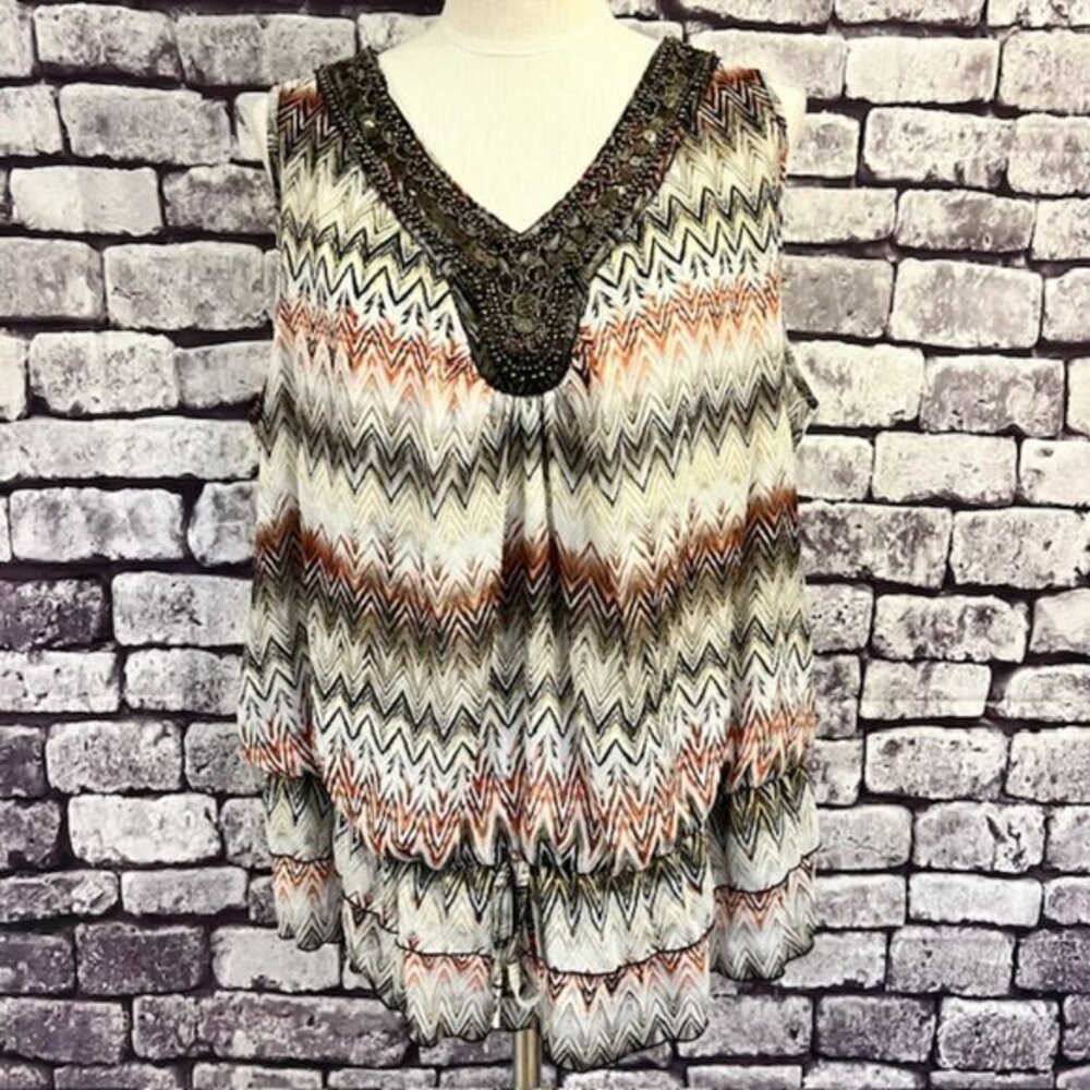 Roz & Ali V-Neck Sleeveless Blouse Size 3X 100% Polyester